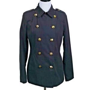 Rachel Roy Ladies Double Breasted Military Peacoat in Black w/ Gold Details, M